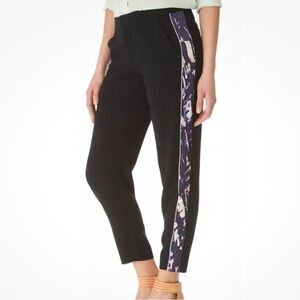 Club Monaco Tuxedo Pants crop navy with Printed silk insert size 6